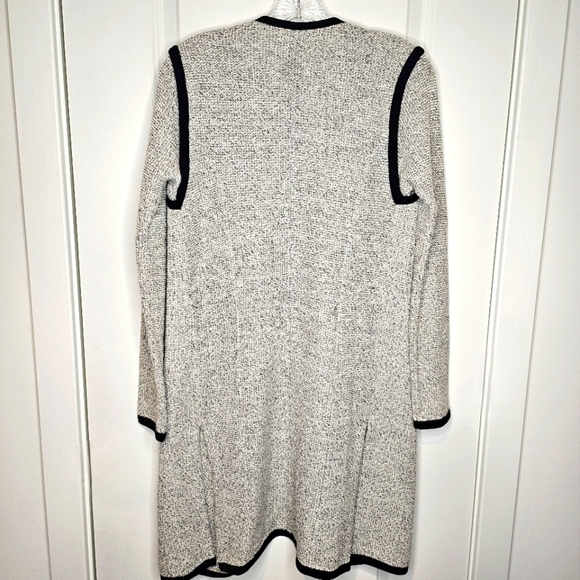Bar lll Knit Jacket Women's Open Front Black White Dressy Side Slits Size Small - Picture 2 of 6